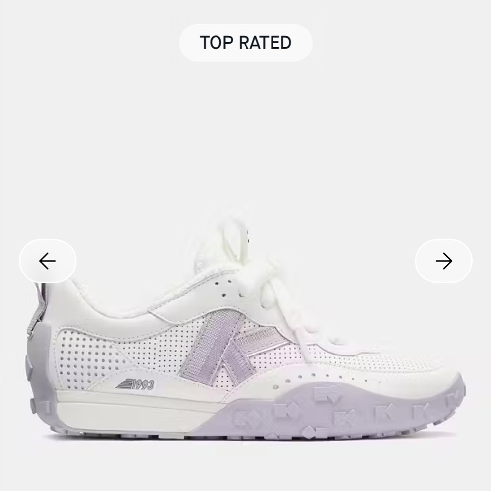 NEW K as in Kate KATE SPADE White Runner Sneakers with Lavender Accent $198 NWT